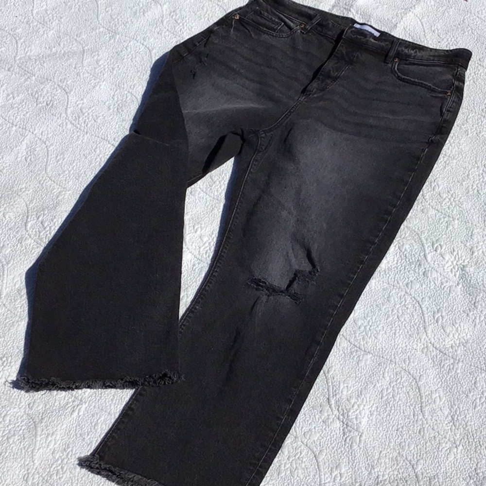 LOFT Women’s Black & Charcoal Straight Crop Denim Jeans 12 NWOT